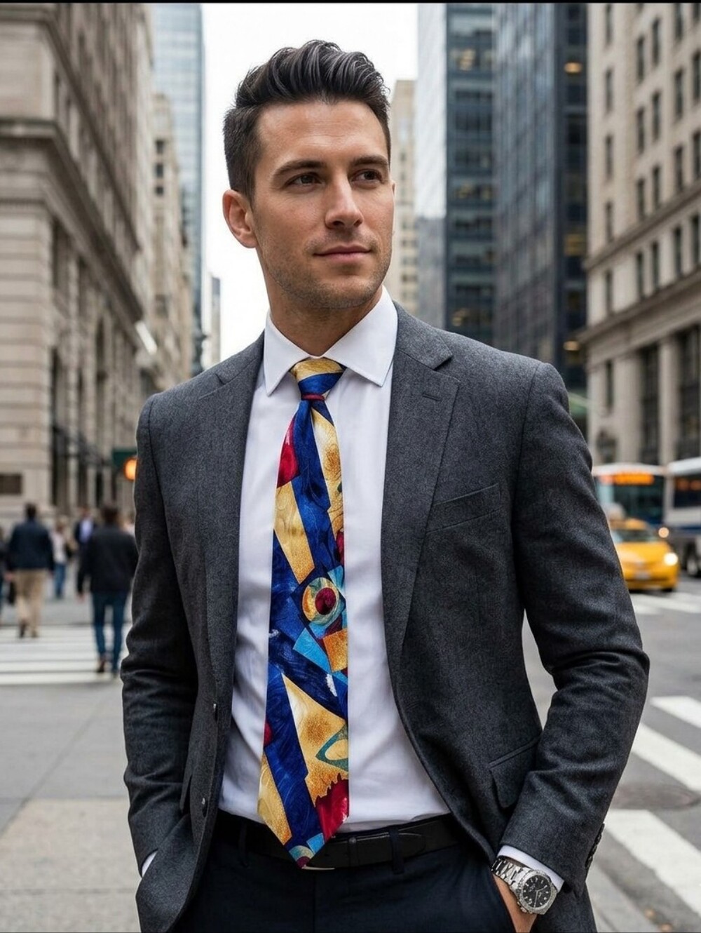 Vintage Bergere 100% Silk Geometric Tie